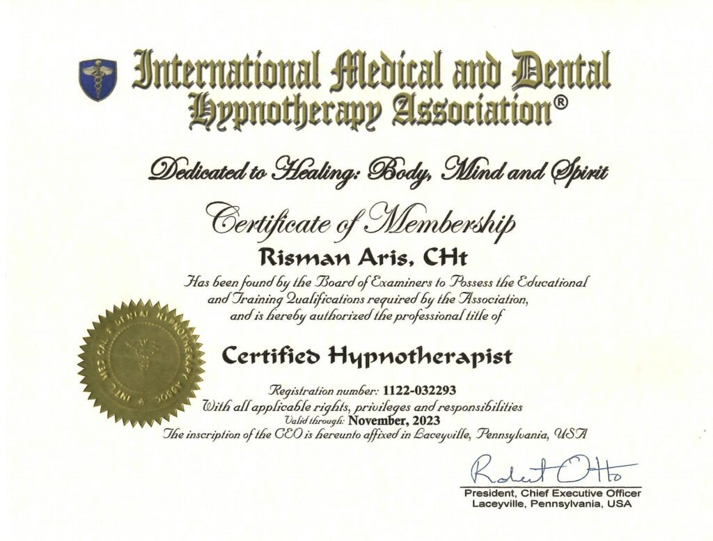 Certified Hypnotherapy (CHt) International Medical Dental Hypnotherapy Association - IMDHA