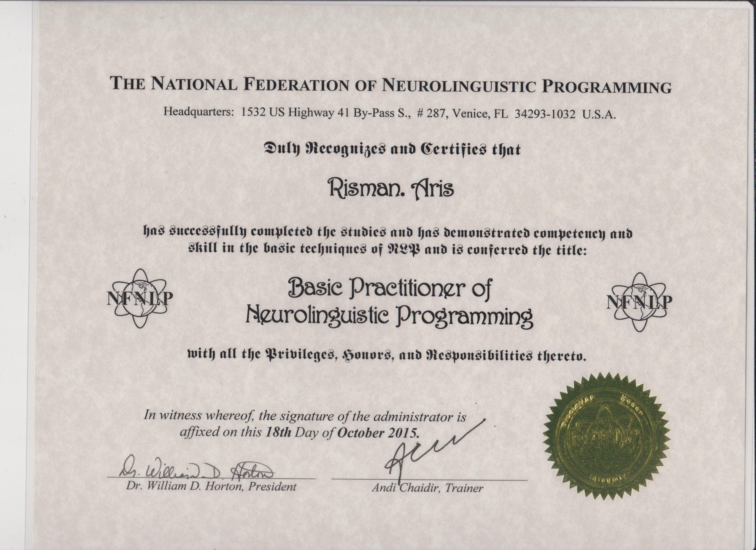 sertifikat NFNLP USA
